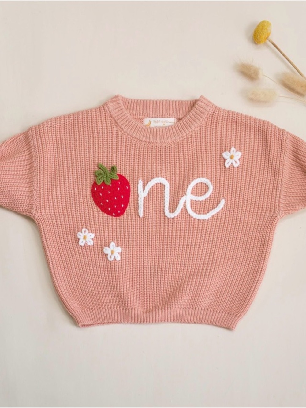 Baby 1st Birthday Strawberry Knit Sweater